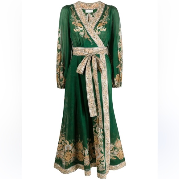 Zimmermann Devi Midi Dress in Emerald & Paisley NWT size 1 - Picture 4 of 14